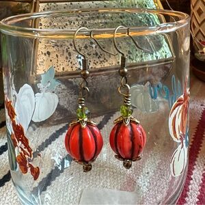Handmade Czech Glass Pumpkin Earrings